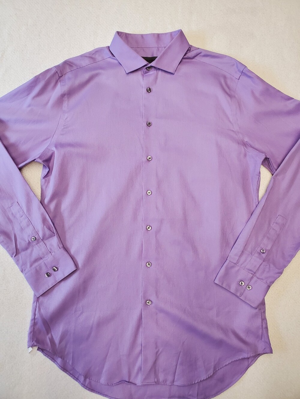ck Calvin Klein Mens 17 36/37 Tall Slim Fit Purple Dress Shirt Non Iron Cotton